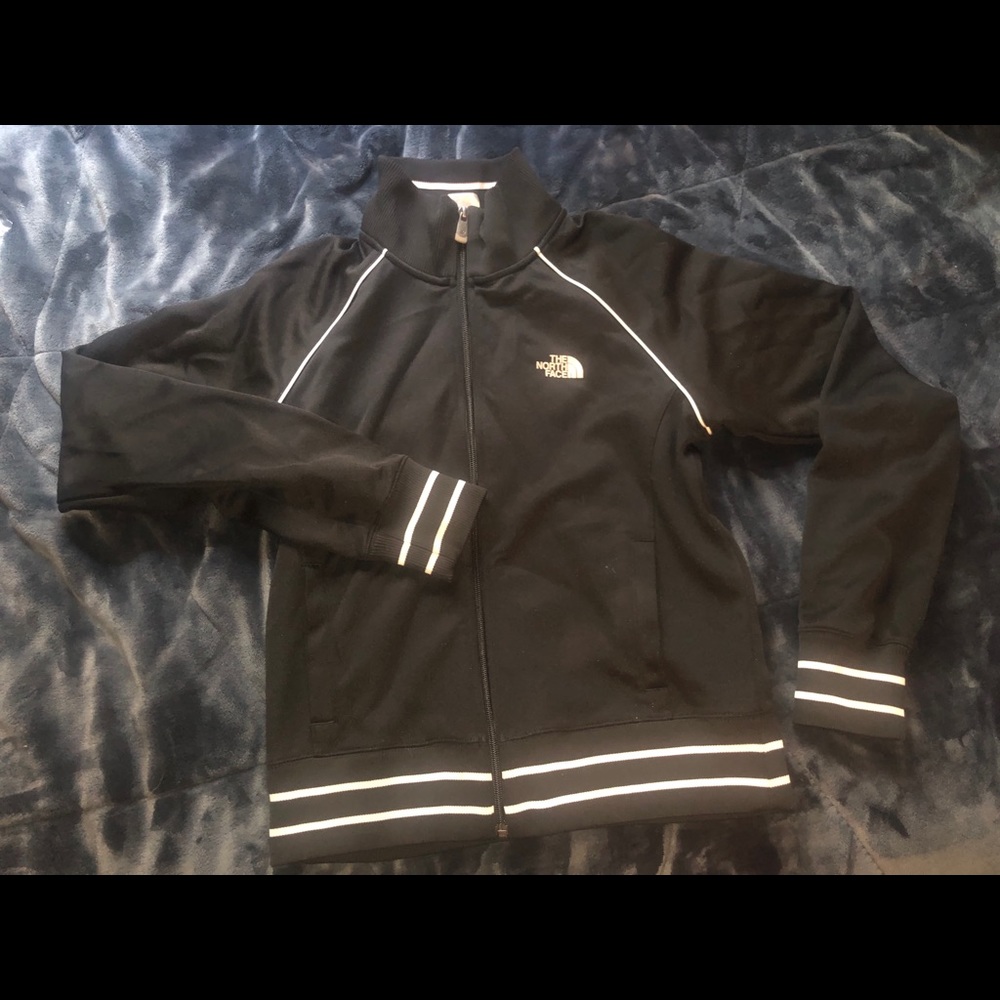 North Face black track jacket w/ stripes